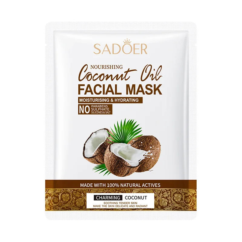 Mascarilla Facial de Coco SADOER — Pack de 5 Unidades | Hidratación y Firmeza
