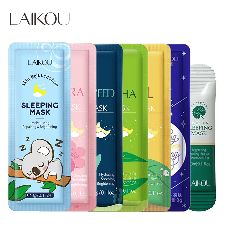 Mascarillas Faciales Nocturnas LAIKOU — Pack de 7 Variedades | Korean Skincare