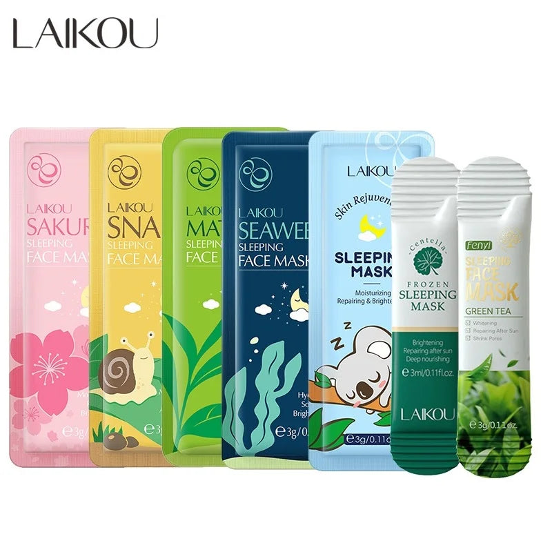 Mascarillas Faciales Nocturnas LAIKOU — Pack de 7 Variedades | Korean Skincare